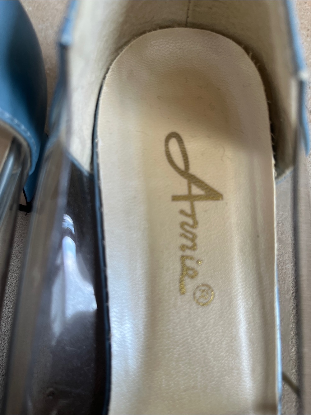 Annie Blue Pointed-Toe Pumps with Clear Panels - Picture 3 of 5